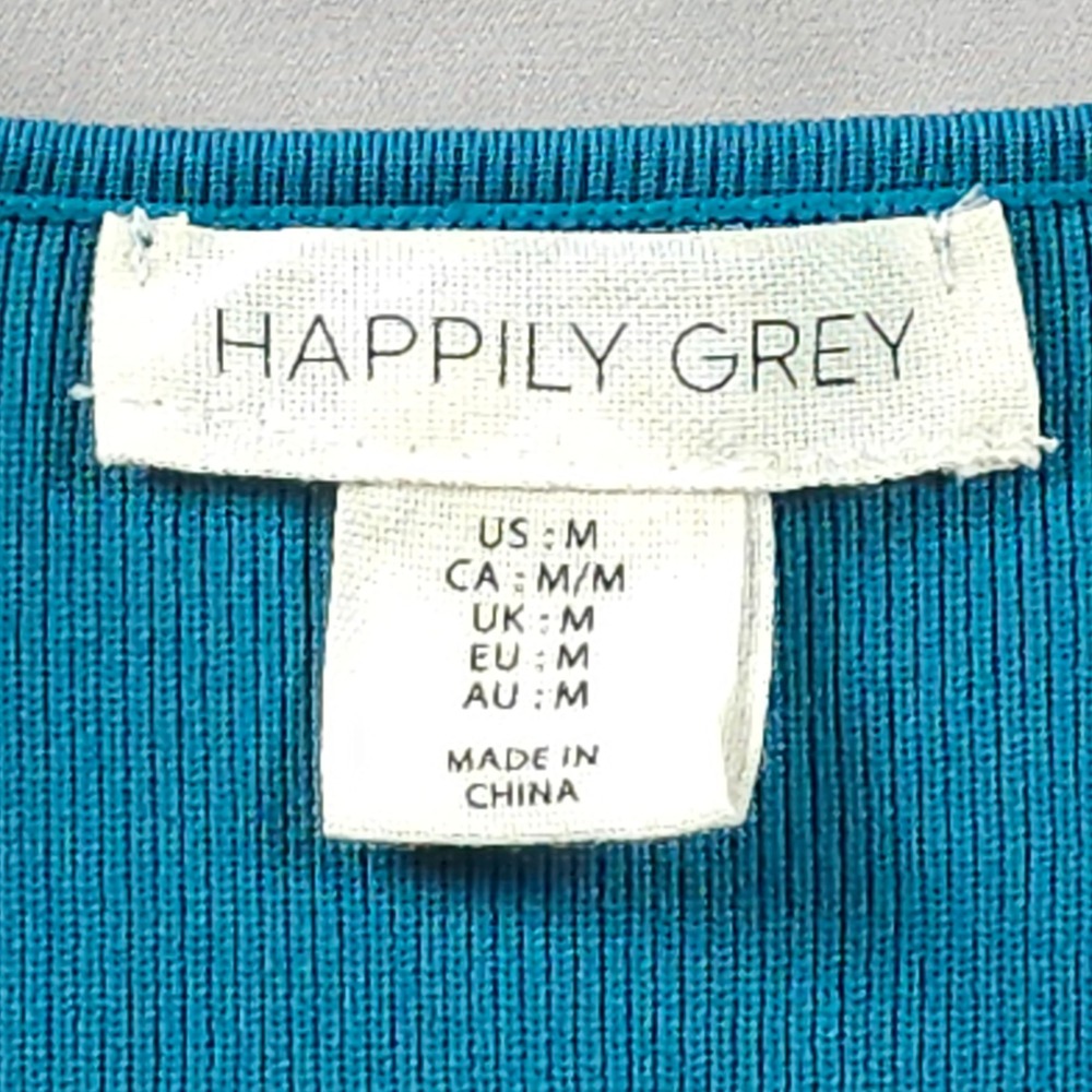Happily Grey Corset Crop Top Ribbed Long Sleeve Going Out Teal Medium - Picture 4 of 9